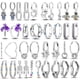 thumbnail image 3 of Hoop Earrings For Women Silver Plated Sparkling Pave CZ U Shape Star Moon Feather Luxury Fine Engagement Wedding Earring, 3 of 4