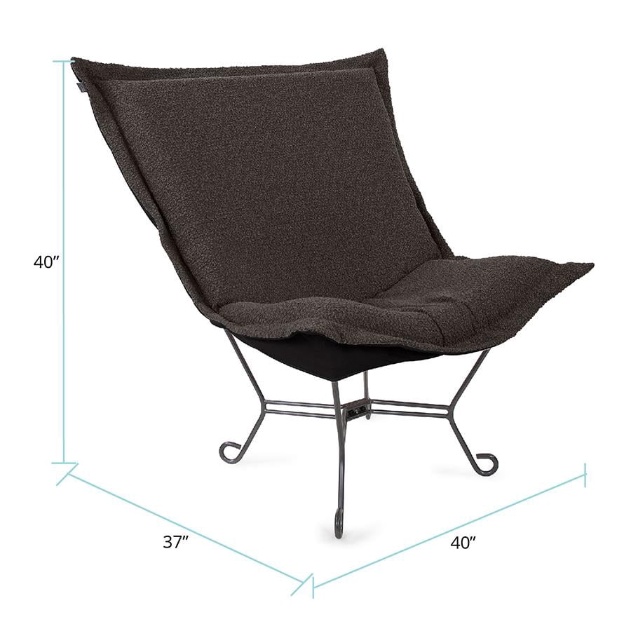 Scroll Puff Chair Titanium- Barbet Charcoal/Black