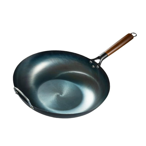 Sartén Wok Sartén Wok Antiadherente Sartén para Salsas Cocina de Inducción Sartén de Hierro Olla Wok China Sartén para Tortillas para Pasteles 32cm con orejas