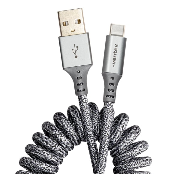 Cable de carga Ventev Chargesync Helix 14 USB-A a USB-C gris