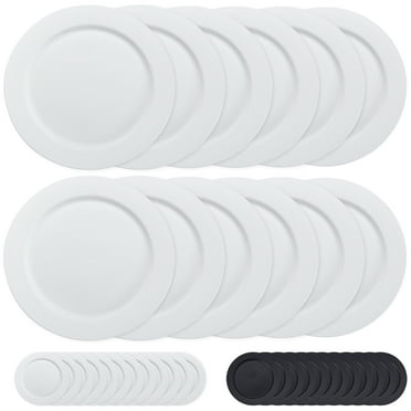 ReaNea White 10" Flat Plastic Plates Set of 12 Pieces, Unbreakable and Reusable Light Weight Dinner Plates, Easy to Carry for Camping,Travel, Pinic