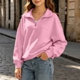 thumbnail image 2 of Cethrio Girls Collared Sweatshirts Size 14-16, Long Sleeve Casual Half-zip Crew Neck Fall Tops Pink, 2 of 8