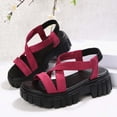 thumbnail image 7 of Xucatan Women's Chunky Sole Wedge Sandals, Round Toe Open Toe Slides with Elastic Back Strap, Crisscross Faux Suede Beach Shoes, Versatile Spring Summer Footwear Gift, 7 of 7
