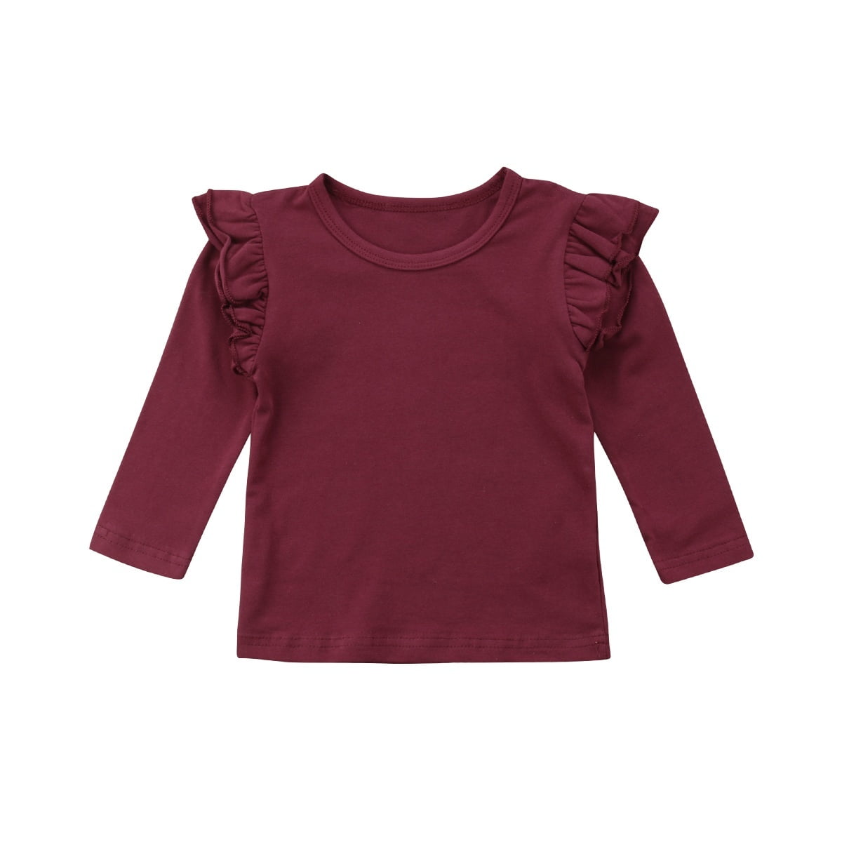 Baby Girl Toddler Kids Long Sleeve Tops Tee Clothes Solid Color Blouse