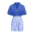 thumbnail image 6 of ibiyuan Travel Sets For Women 2 Piece Stylish Women's Shorts Set Summer V-Neck Top and Shorts Casual Outfit Comfortable Two Piece Suit for Daily Wear, 6 of 6