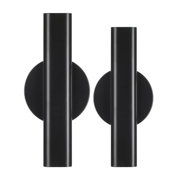 QIFULL 2pcs Metal Tube Vase Wall Decor Black Flat Cylinder for Flower Display