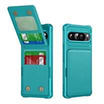 TECH CIRCLE for Google Pixel 7a Case 6.1" 2023, Plastic/PU Leather Phone Case with Magnetic Button Closure Credit Card Slots, Wallet/Kickstand Function, Lightweight Protective Slim Cover, Green