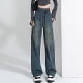 thumbnail image 4 of BUYISI Retro High Waist Fashion Wide Leg Pants For Women 2025 New Loose Straight Blue S, 4 of 9
