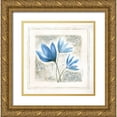 thumbnail image 1 of Shamp, Cindy 26x26 Gold Ornate Wood Framed with Double Matting Museum Art Print Titled - Blue Flowers IV, 1 of 4