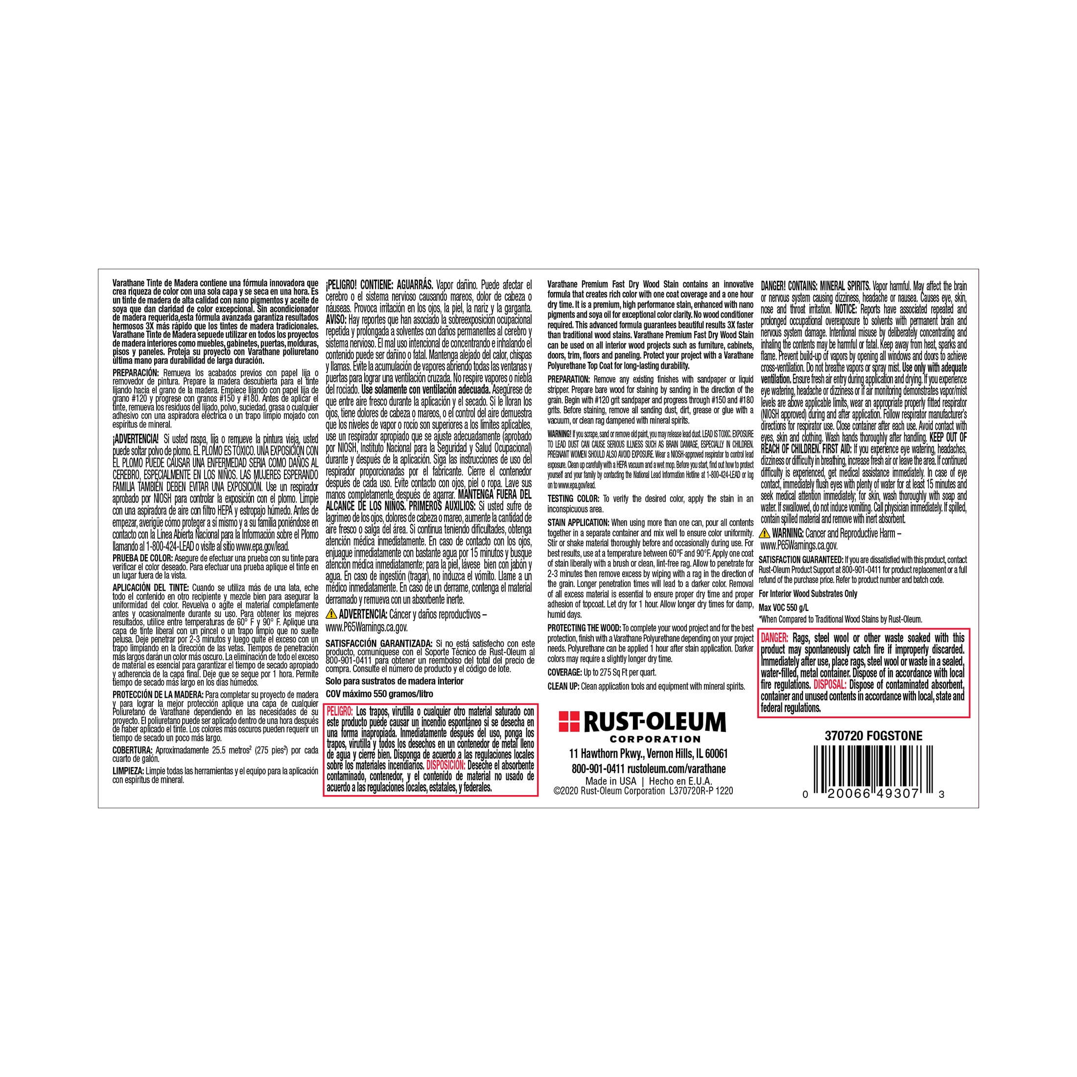 2 Pack, Fogstone, Varathane Premium Fast Dry Wood Stain-370720, Quart