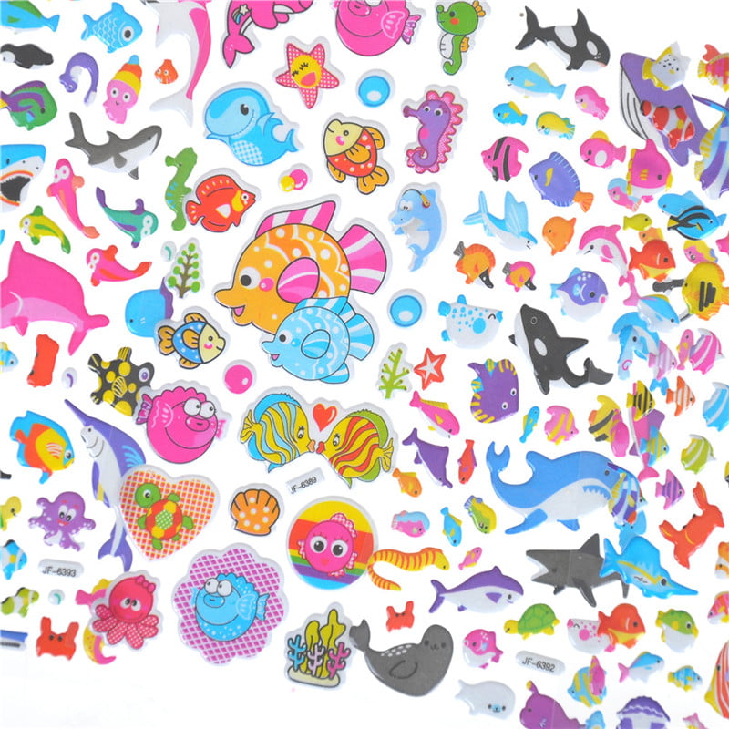 5 Sheets Cute Fishes Bubble Stickers Cartoon Scrapbooking Sticke P0CAB1LC