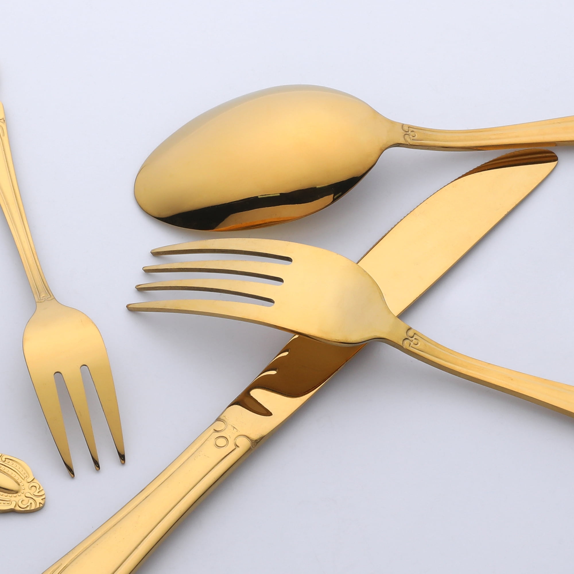 Unique Bargains Mirror Polished Stainless Steel Flatware Set for Kitchen Silver 20pcs