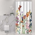 thumbnail image 6 of Stall Shower Curtain, Half Shower Curtain, Floral Shower Curtain, Wildflower Butterfly Small Shower Curtain Set Waterproof Bath Tub Curtain Plant Bathroom Decor with 12 Hooks, 36x72 inches, 6 of 6