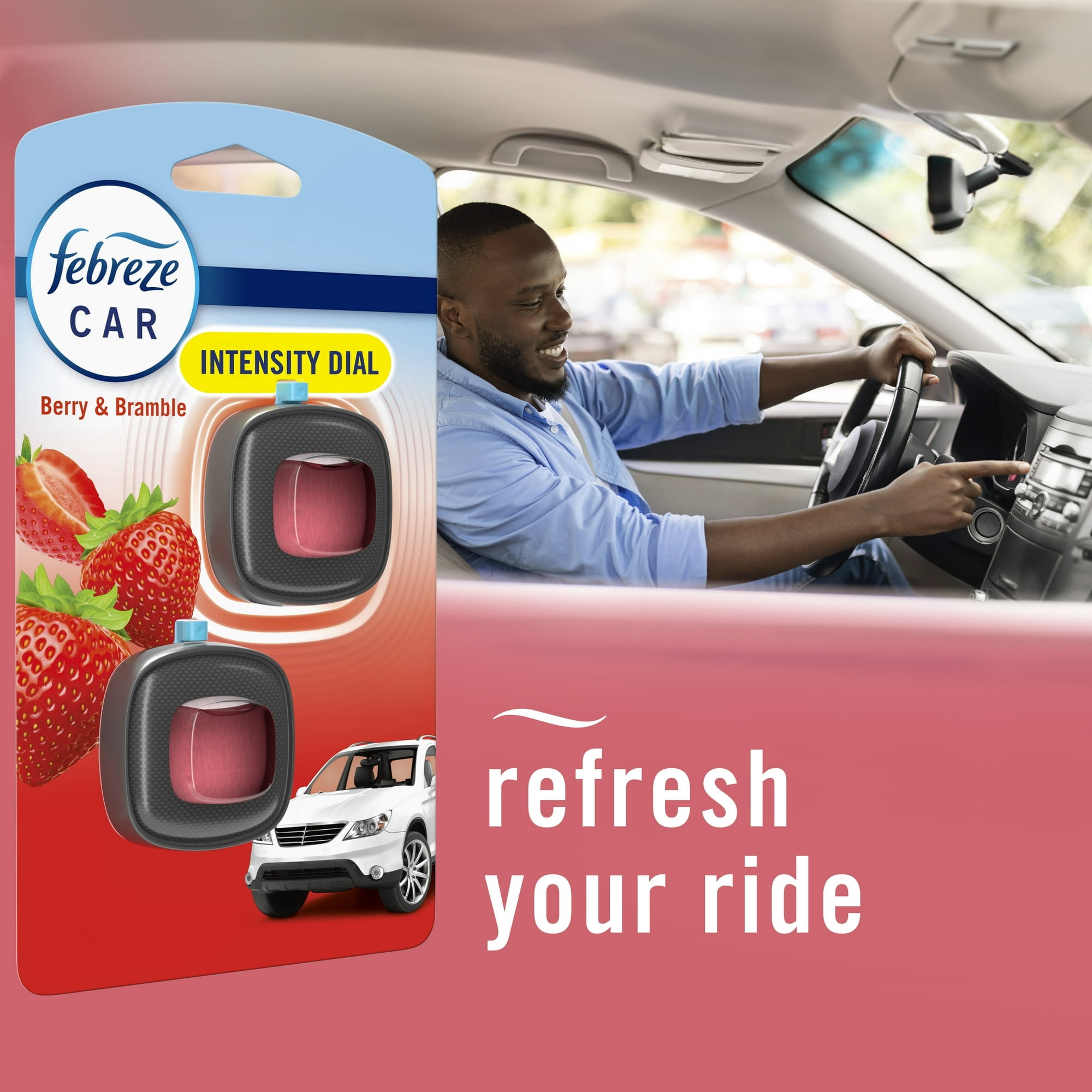 (  4 Pack ) Febreze Car Air Freshener, Odor-Fighting Car Vent Clip, Berry & Bramble, 2 Countt