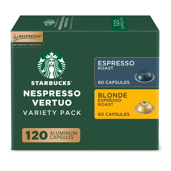 (6 pack) Starbucks By Nespresso Vertuo Pods, Espresso Light and Dark Roast Coffee, 20 Count