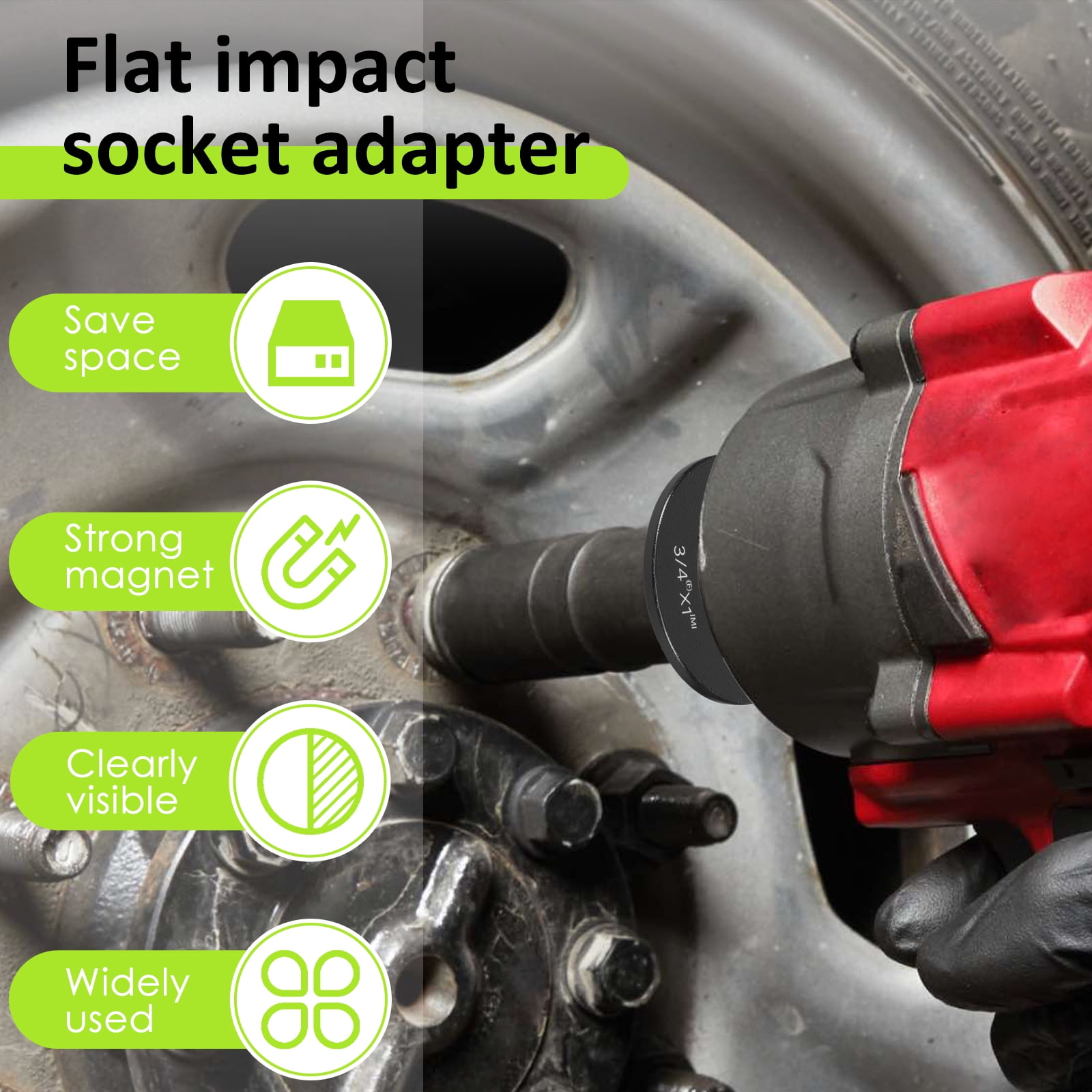 TMWEFUSC 4PCS Low Profile Impact Socket Adapter Set Magnetic Carbon Steel Drive Ratchet Adapter for Tight Spaces, 3/4" to 1", 1/2" to 3/4", 3/8" to 1/2", 1/4" to 3/8"