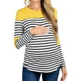 thumbnail image 4 of Avamo Women Pregnancy Clothes Long Sleeve Maternity Tops Striped Breastfeeding Shirt Loose Irregular Hem Nursing Top Blouse Color Block Yellow L, 4 of 5