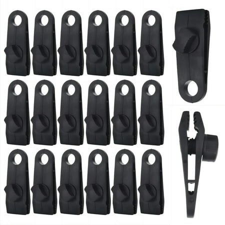 20PC Camping Tarp Clips Clamp Canvas Heavy Duty Lock Grip Tent Fasteners Clips Pool Awning Bungee Cord Car Tighten for Outdoor (20Pcs Black)