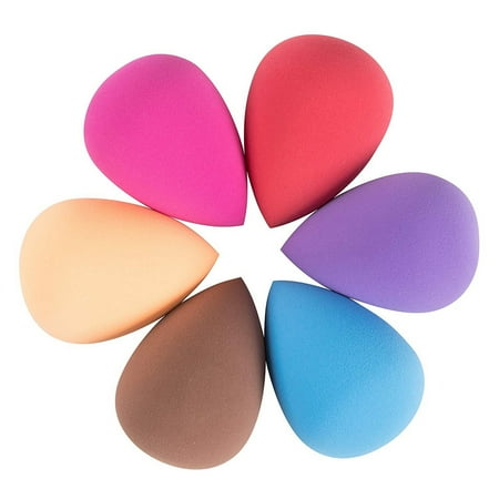 Makeup Blender Sponge Set - 6-Pack Beauty Teardrop Make-Up Foundation Blending Sponge, Flawless Liquid, Cream, and Powder Applicator Tool, 6 Assorted Colors, 1.65 x 2.3