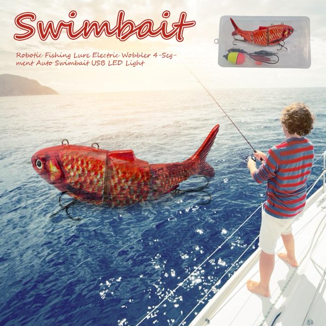 Pesca Señuelo de pesca robótico Wobbler eléctrico 4 segmentos Auto Swimbait USB (BL-2044)