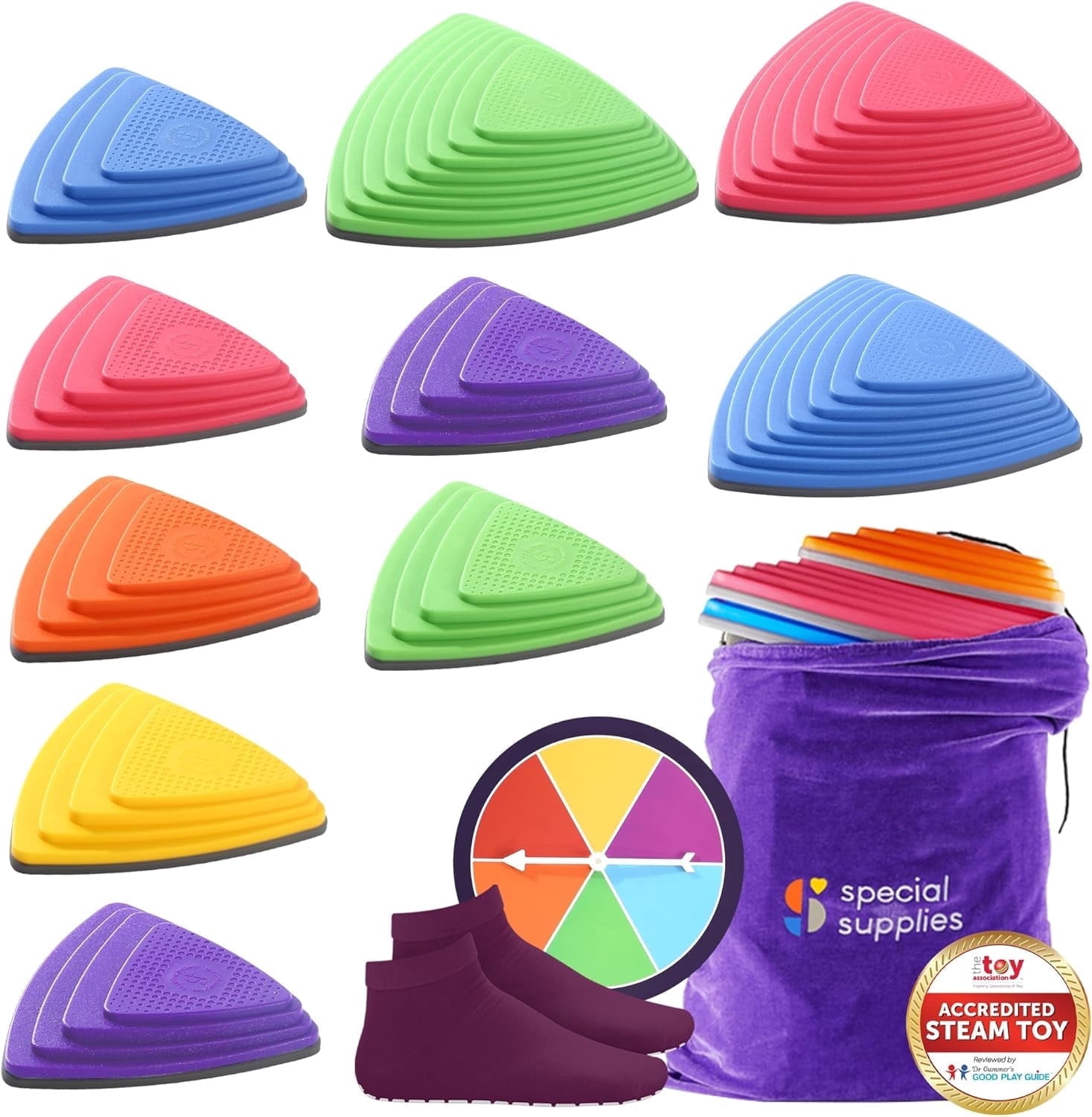 Special Supplies Stepping Stones for Kids – Promote Balance and Coordination with Indoor and Outdoor Play, Sensory Toys for Toddlers, Non-Slip Edging (10 pack)