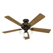 Hunter - Swanson Indoor Ceiling Fan With Light, 52-inch, New Bronze, Casual-style, 3-speed WhisperWind Motor, 50887, for living rooms, bedrooms, home offices, kitchens