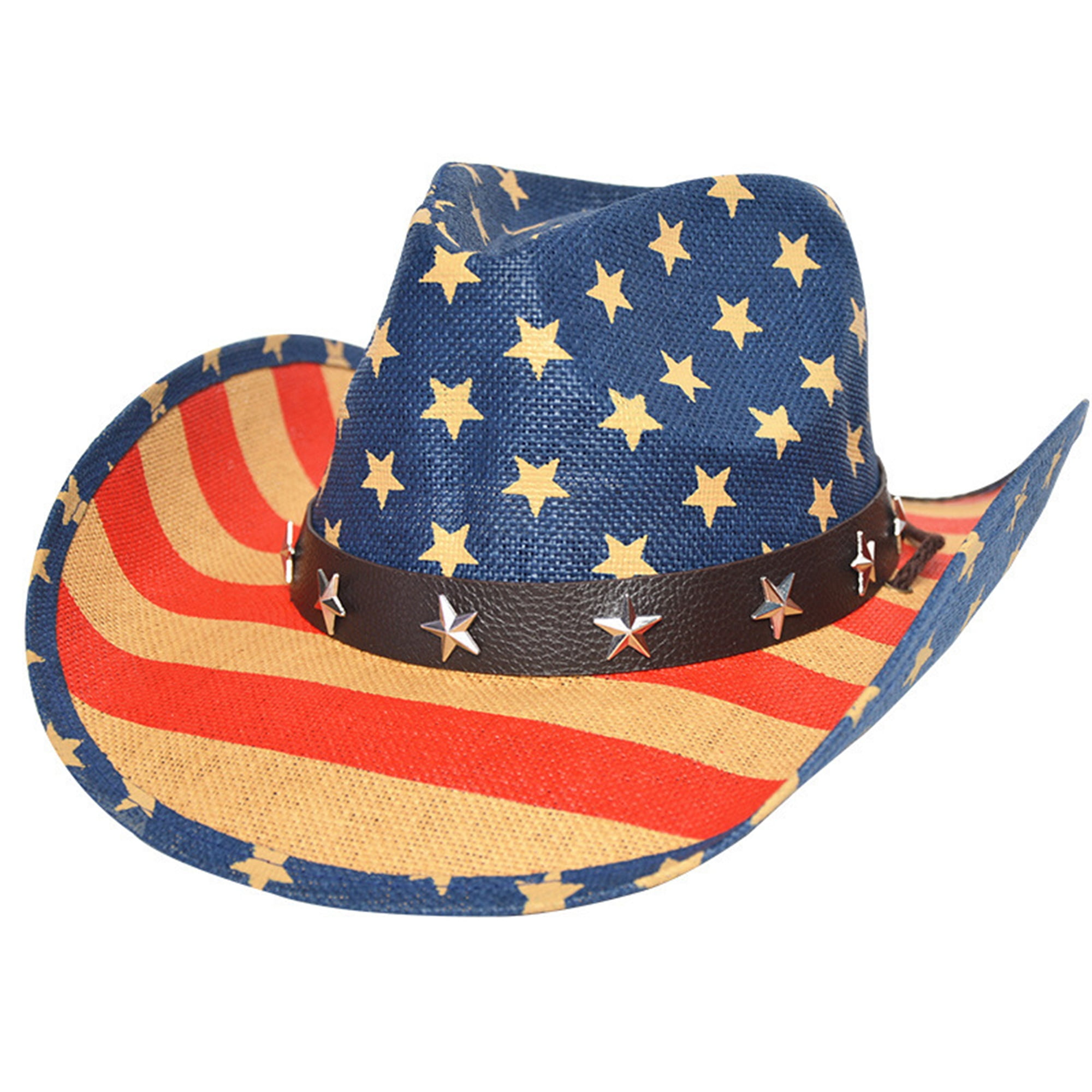 4th of July Vintage USA American Flag Print Western Cowboy Hat Women Men  Independence Day Wide Brim Cap Patriotic Jazz Hat