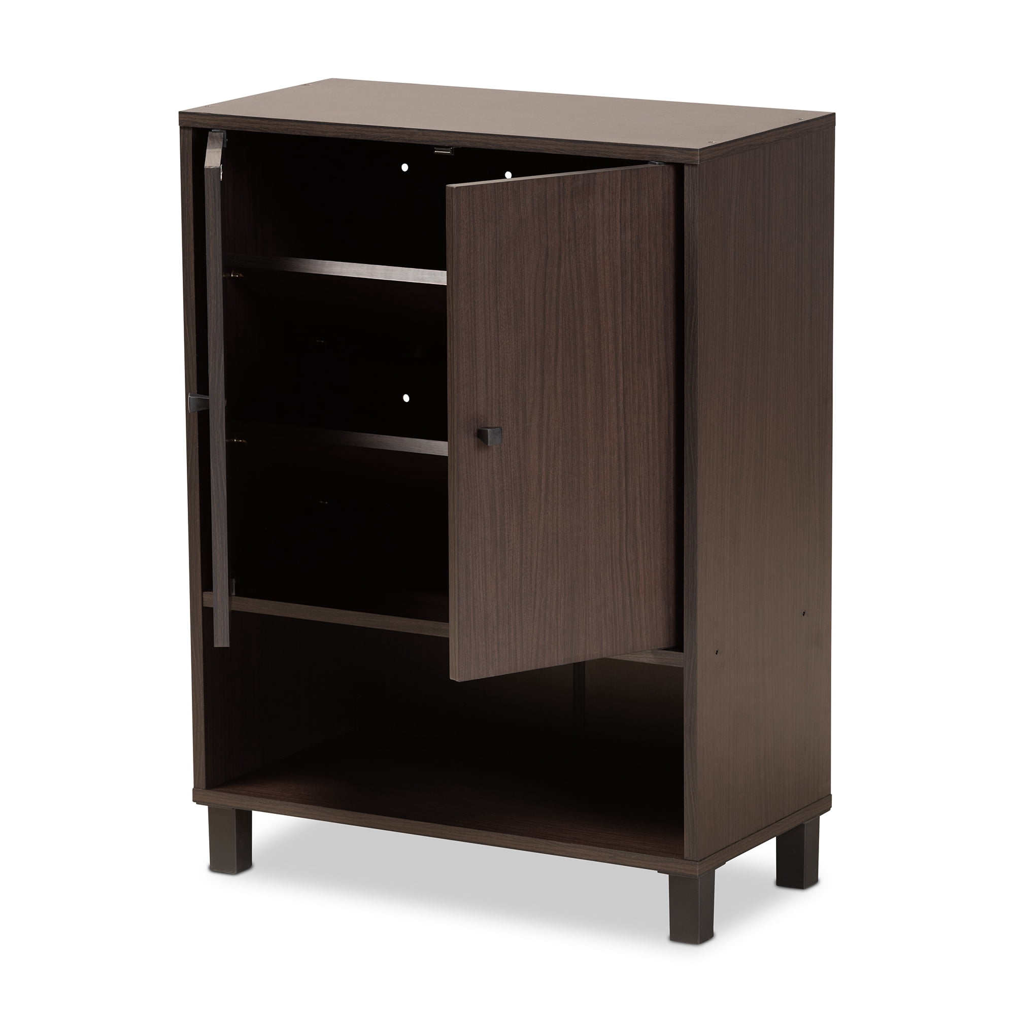 Baxton Studio Contemporary Shoe Storage Cabinet with 2-Door Entryway, Wood Dark Brown, 41.9 lb