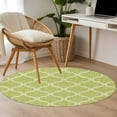 thumbnail image 5 of Grass Green Morocco Round Area Rug 4ft, Ethnic Geometric Quatrefoil Lattice Washable Non-Slip Circle Rugs for Bedroom Living Room Kitchen, Soft Non Shedding Circle Carpet for Dining Room Dorm, 5 of 9