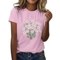 thumbnail image 2 of Jienlioq Hauts d'Entraînement pour Femmes T-shirt Imprimé Col Rond Manches Courtes Rose TTG, 2 of 5
