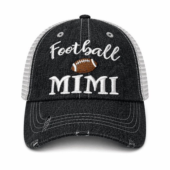 Cocomo Soul Football Mimi Embroidered Mesh Trucker Style Hat Cap Football Grandma Mimi Gift Mothers Day Dark Gray