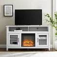 thumbnail image 2 of Farmhouse Glass Door Fireplace TV Stand for TVs up to 65" in Brushed White, 2 of 10