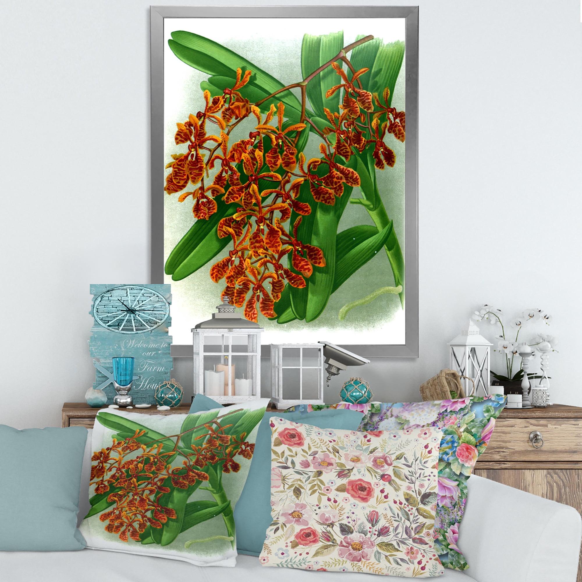 Designart 'Flowers Retro II' Farmhouse Framed Art Print