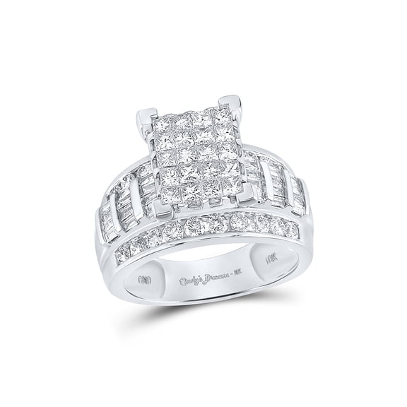 Diamond Queen 10kt White Gold Princess Diamond Square Bridal Wedding Engagement Ring 2 Cttw