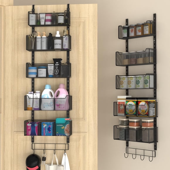 Organizador para colocar sobre la puerta VyGrow con 5 cestas y perchero