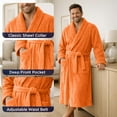 thumbnail image 4 of Dan River Bathrobe for Men and Women One Size Lightweight Cotton Terry Cloth Robe - Orange, 4 of 10