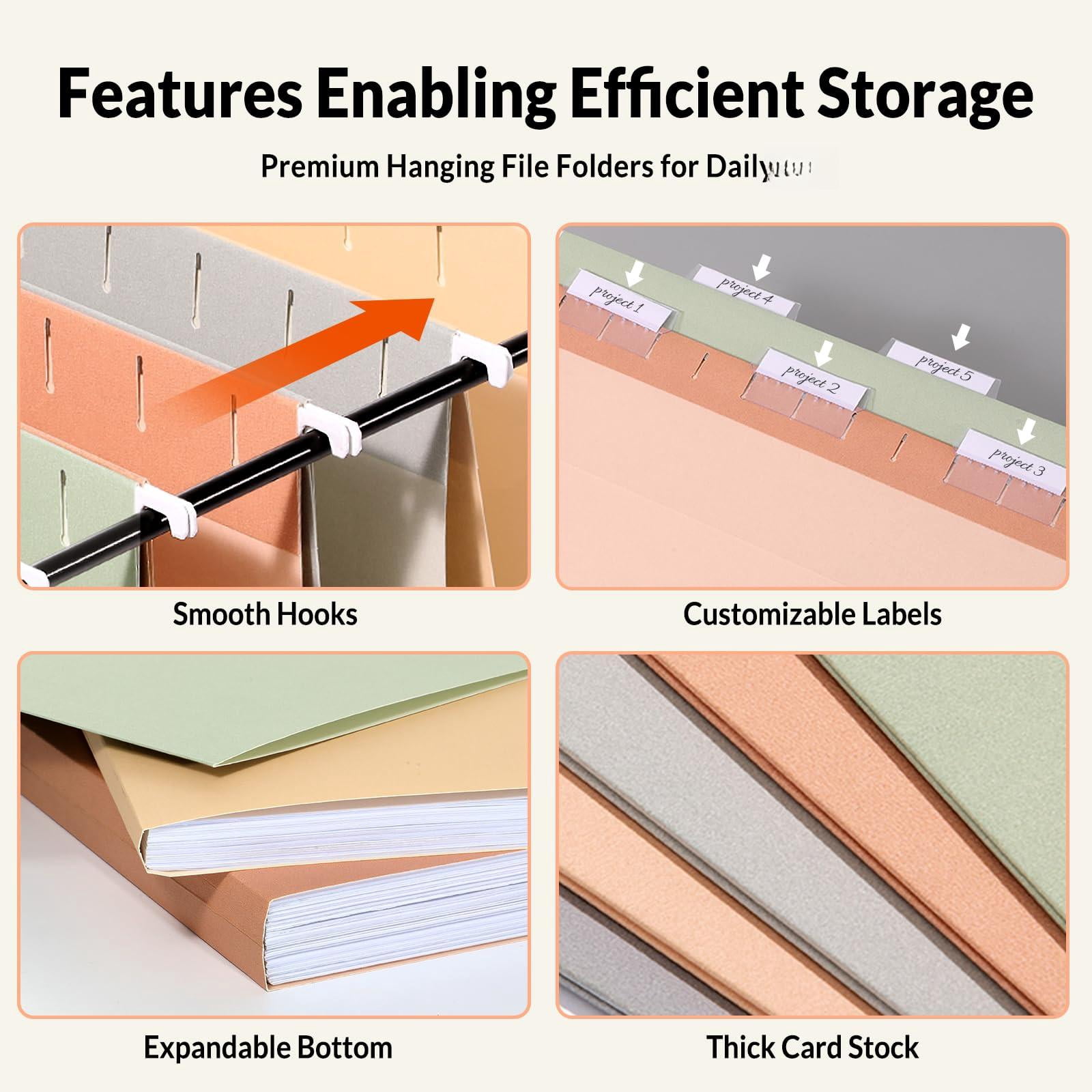 Hanging File Folders Legal Size  25 Pack 1/5-cut Tabs Morandi Colors Stay Organized For Your Home And Office Bulk Documents