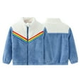 thumbnail image 6 of Chenyin Toddler Kids Boys Girls Winter Fleece Jacket Rainbow Splicing Plush Coats Baby Stand-Up Collar Casual Thickening Warm Outerwear for 1-7 Years, 6 of 8