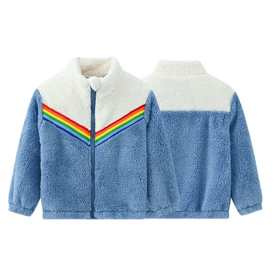 Godderr Toddler Kids Printing Fleece Jackets Outwears Baby Winter Fall Coats with Standing Collar Colorful Longsleeve Outfit Zip up for 1-7 Years