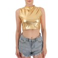 thumbnail image 2 of Beach Vacation Clothes for Women Chemise Tops Women Cardigan Top Set Compression Garment Top for Loose Cleavage Memory Color Changing Sequin Camisole Bra Wide Straps Crop Tops Pack Sexy Gold 2XL, 2 of 4