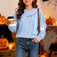 thumbnail image 6 of Atogsazn Children's Girls Halloween Sweatshirt Kids Casual Oversized Ghost Print Long Sleeve Sweaters Fall Winter Tops Blue 14-15 Years Fashion, 6 of 8