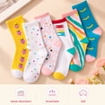 thumbnail image 5 of EALLCO Girls Crew Socks 12 Pairs Colorful Pattern Soft Breathable Casual Kids Socks, 5 of 6