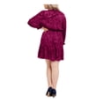 thumbnail image 2 of BLACK LABEL Womens Purple Tie Ruffled Pull-over Style Printed Blouson Sleeve Split Above The Knee Wear To Work Fit + Flare Dress Plus X, 2 of 2