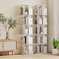 thumbnail image 2 of Costway 2 PCS 5-Tier Rotating Bookshelf 360° Display Rack Dividers & Anti-falling Baffles White, 2 of 10