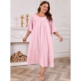 thumbnail image 2 of FEREMO 100% Cotton Nightgowns for Plus Size Women Pleated Soft Sleepwear with Pockets, 2 of 6