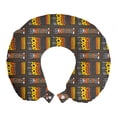 thumbnail image 1 of Tribal Travel Pillow Neck Rest, Colorful Repetitive Funky Pastel Traditional Quirky Motif Folk Culture, Memory Foam Traveling Accessory Airplane and Car, 12", Grey Orange and Mustard, by Ambesonne, 1 of 2