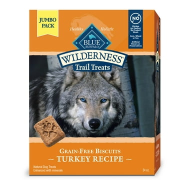 Blue Buffalo Wilderness Trail Treats High Protein Grain Free Dog Biscuits Crunchy Dog Treats, Turkey Recipe, 24-oz Bag S301