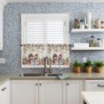thumbnail image 4 of Kitchen Curtains Tiers, Christmas Snowman Poinsettia Gift Leaves Snowflake Holly Pinecone Winter Vintage Rod Pocket Short Window Valance Curtains for Kitchen Cafe Bathroom, 27.5" x 36", 2 Panels, 4 of 5