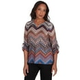 thumbnail image 3 of Alfred Dunner Womens  Textured Chevron Ruched Sleeve Top, 3 of 6