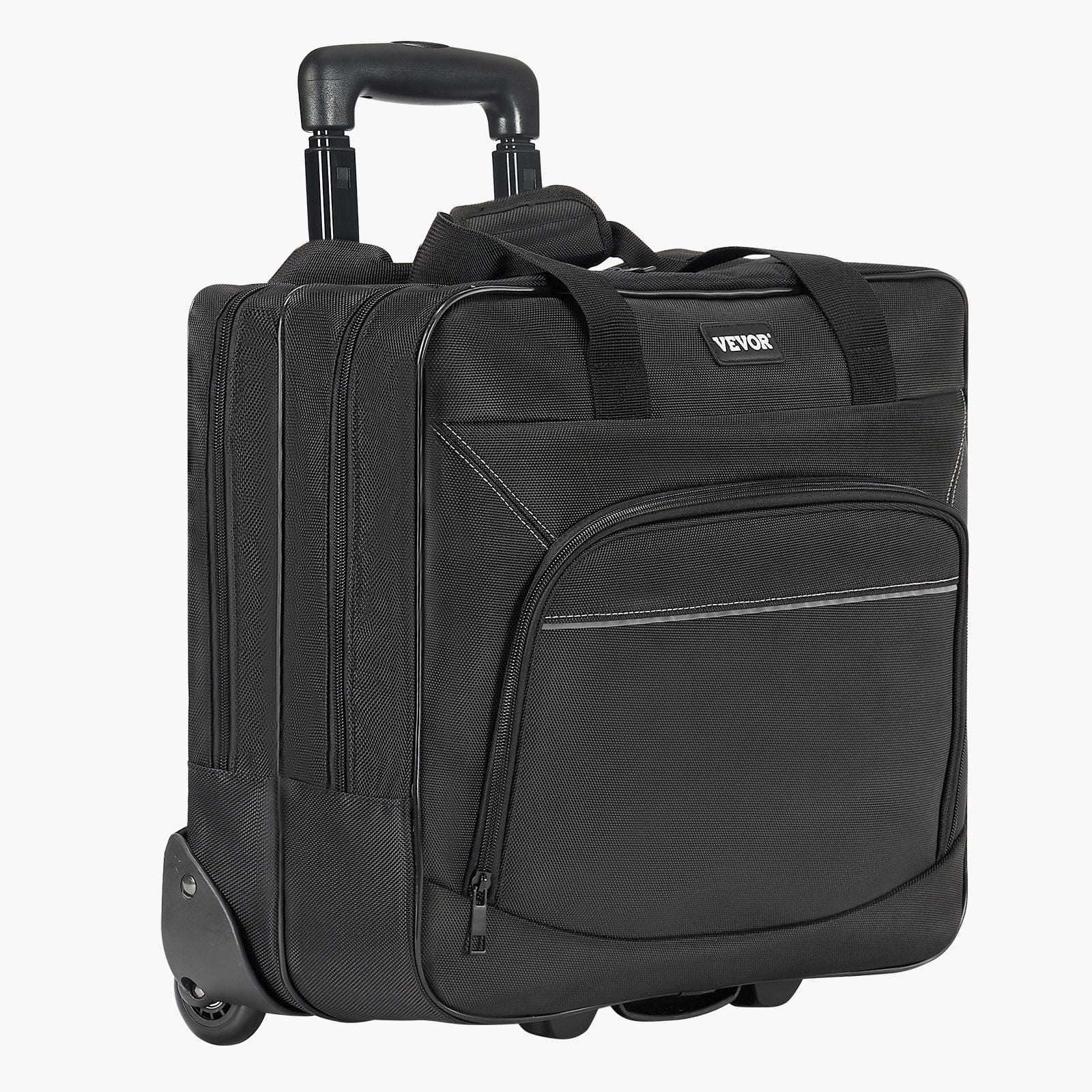 Black Rolling Laptop Bag 15.6 Inch, Wheeled Computer Briefcase for Office & Business, Stylish Work Bag for Women & Men
